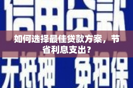 太湖如何选择最佳贷款方案，节省利息支出？