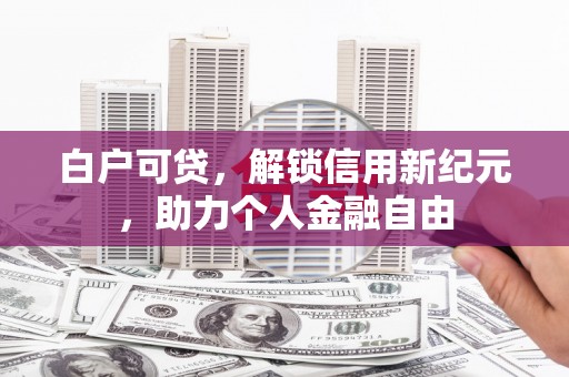 太湖白户可贷，解锁信用新纪元，助力个人金融自由
