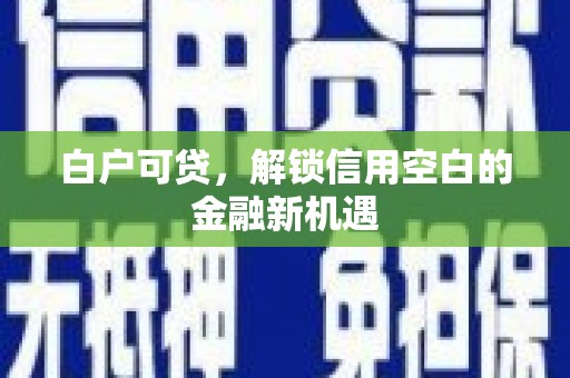 太湖白户可贷，解锁信用空白的金融新机遇