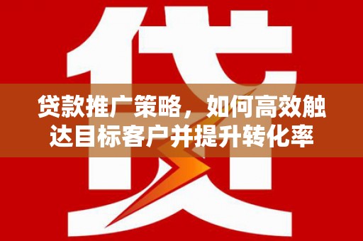 太湖贷款推广策略，如何高效触达目标客户并提升转化率