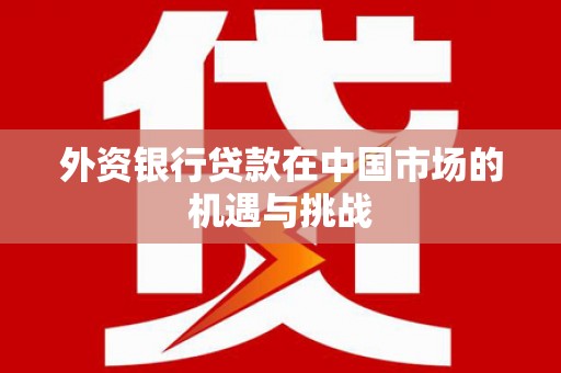 太湖外资银行贷款在中国市场的机遇与挑战