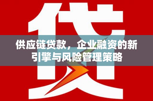 太湖供应链贷款，企业融资的新引擎与风险管理策略