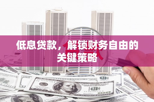 太湖低息贷款，解锁财务自由的关键策略