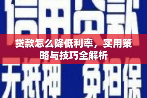 太湖贷款怎么降低利率，实用策略与技巧全解析