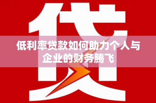 太湖低利率贷款如何助力个人与企业的财务腾飞