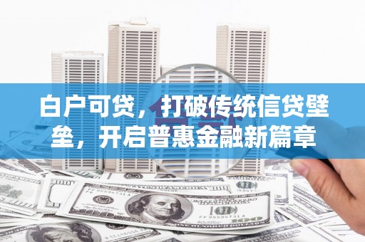 太湖白户可贷，打破传统信贷壁垒，开启普惠金融新篇章